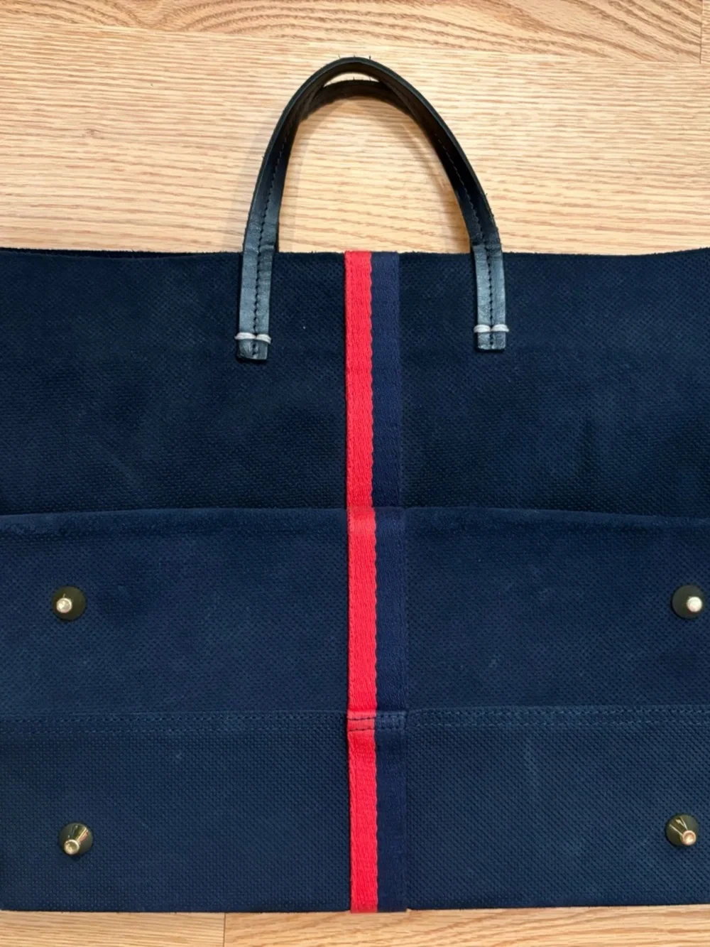 Clare V. Simple Perforated Tote Bag in Navy Purse - Picture 1 of 10
